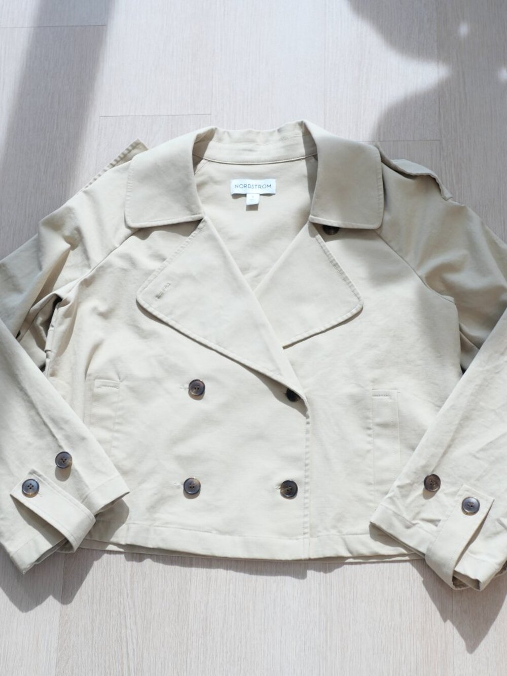 Nordstrom Beige Double Breasted Trench Coat Jacket Size S - Picture 1 of 4